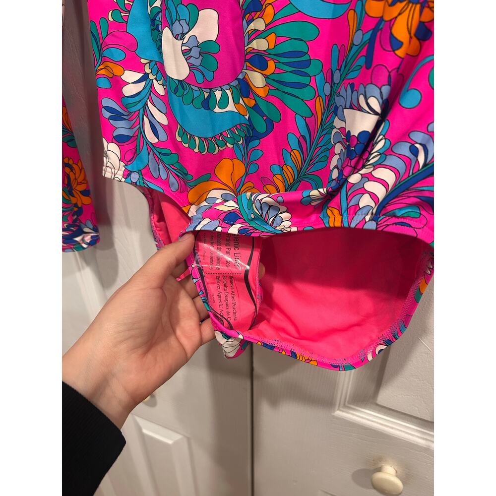 Kate Spade Pink Sea Garden Long Sleeve One Piece Rash Guard Swimsuit Size M NWT - Picture 5 of 8